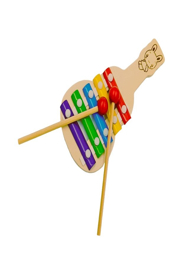 FernHaus Wooden Handcrafted Xylophone, Educational Musical Instrument for Kids, 5 Tones, 2 Mallets, Child-Safe, Village Artisan-Sourced - Image 1